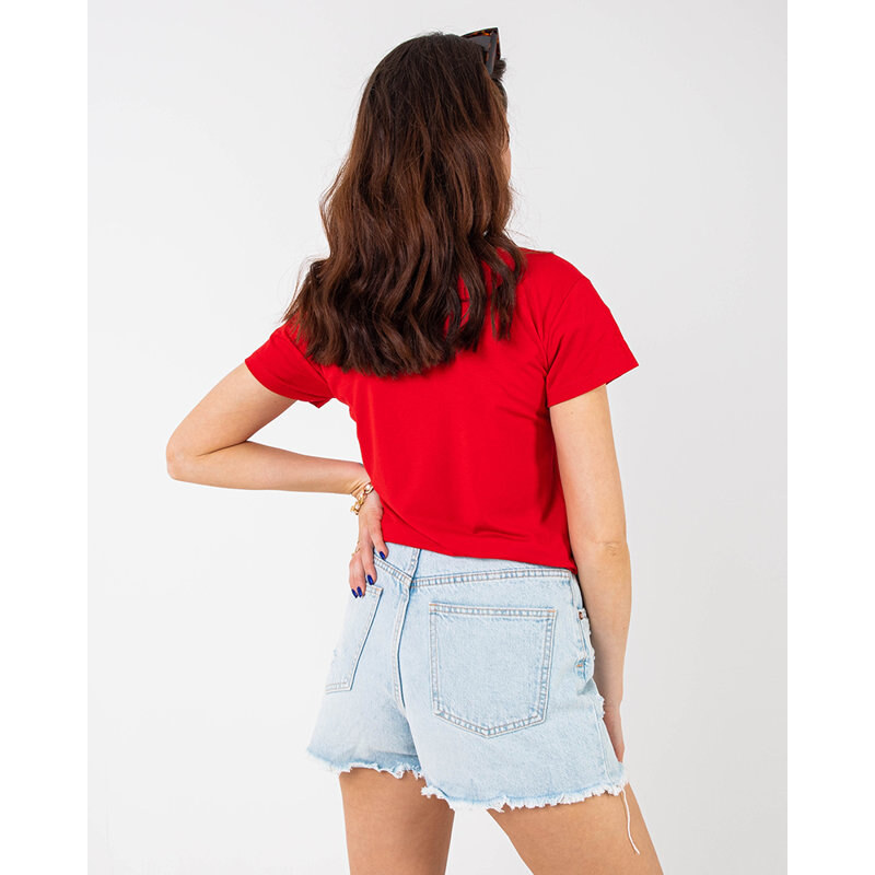 Mega-x Rotes Pailletten-T-Shirt für Damen - Kleidung - rot