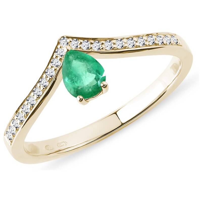Ring aus Gelbgold mit Smaragd in Tropfenform KLENOTA K0778023