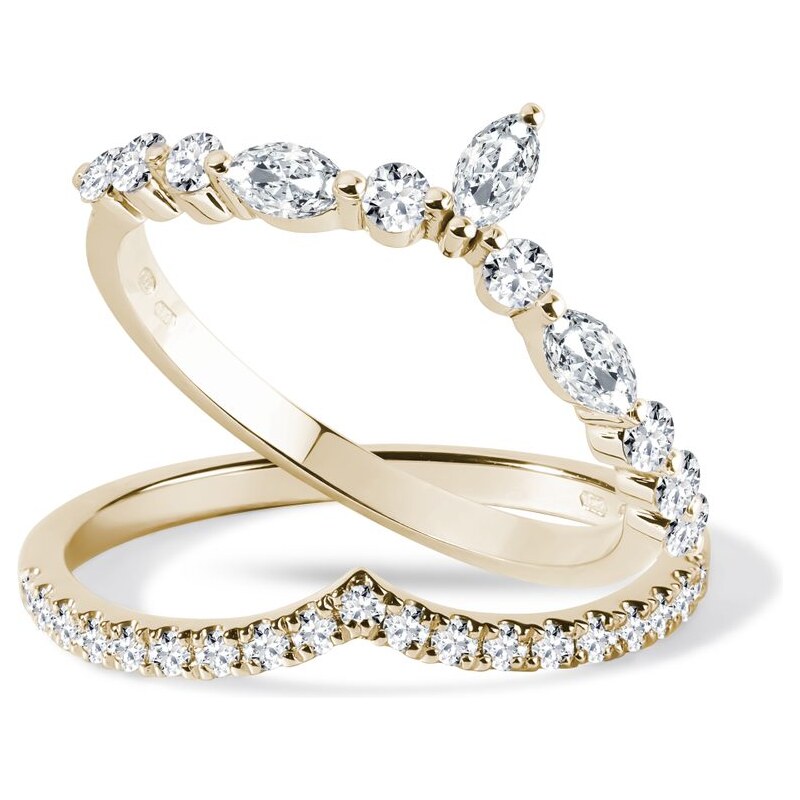 Trendiges Diamant-Verlobungsset aus Gelbgold KLENOTA S0866013