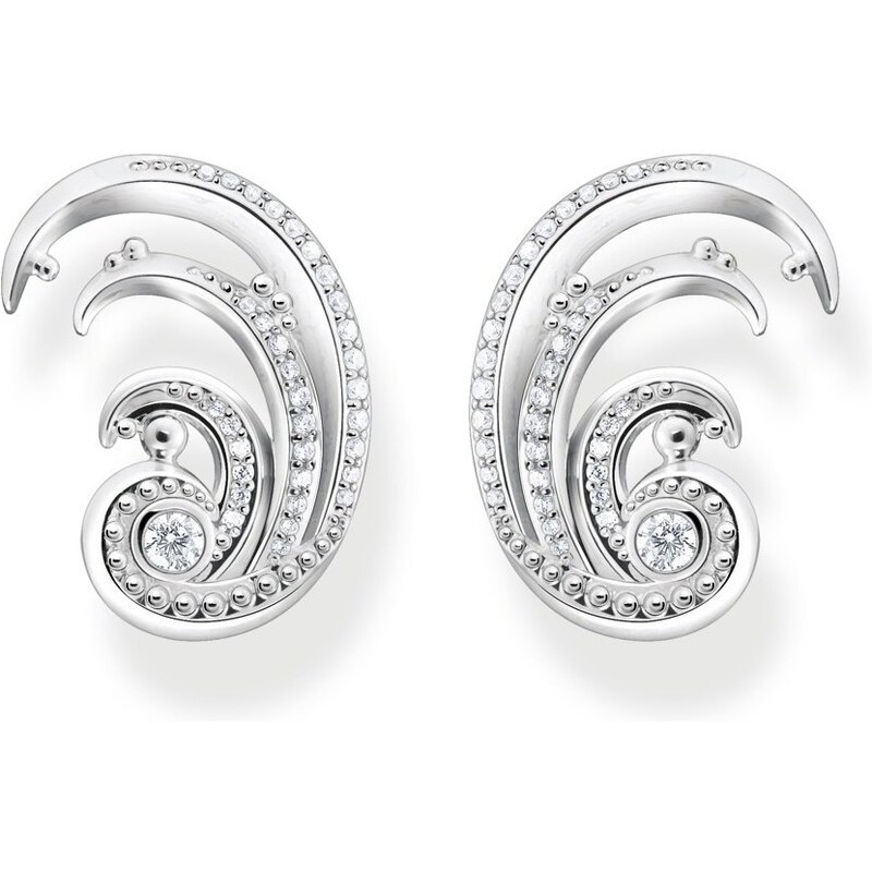 Thomas Sabo Damen-Ohrringe Welle mit Weißen Steinen Silber H2225-051-14