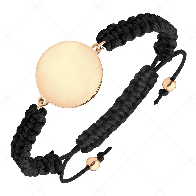 BALCANO - Friendship / Freundschafts Armband mit rundem Edelstahl gravierbarem Kopf, 18K rosévergoldet
