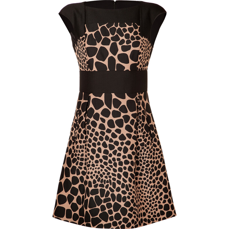 Michael Kors Wool Animal Print Fit and Flare Dres