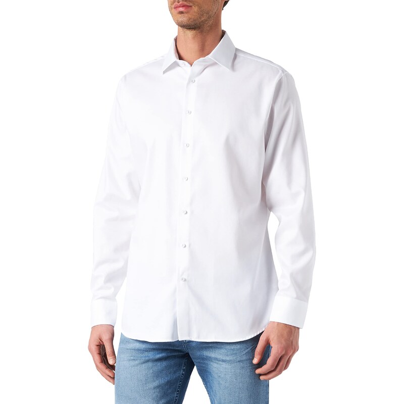 Seidensticker Herren Business Hemd Hemd, Weiß, 44