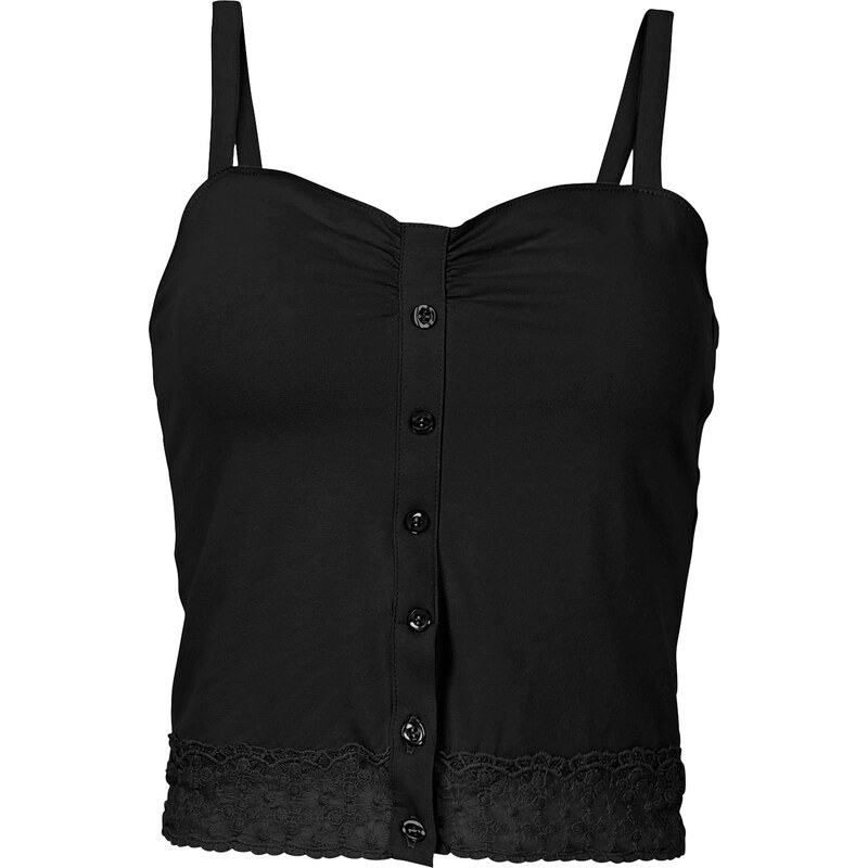 RAINBOW Kurz-Top ohne Ärmel in schwarz (V-Ausschnitt) für Damen von bonprix