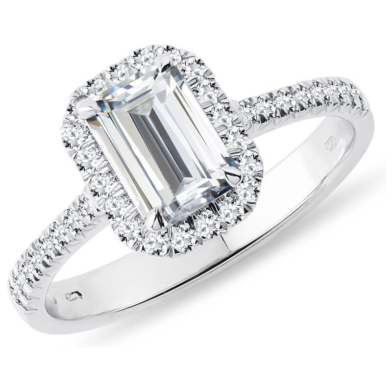 Verlobungsring mit Smaragddiamant in Weißgold KLENOTA K0859012