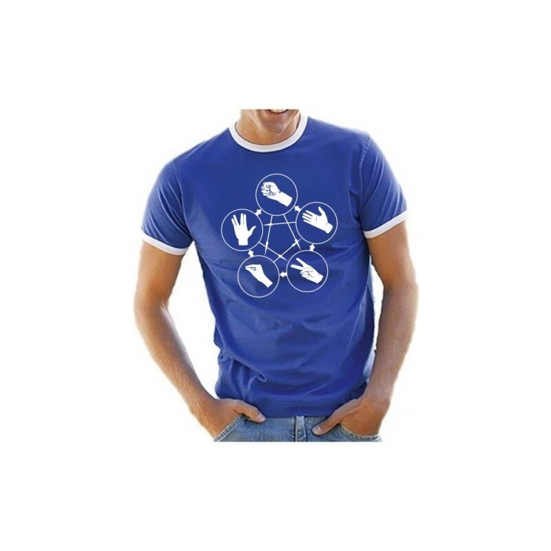 Coole-Fun-T-Shirts Herren T-Shirt Big Bang Theory Schere Papier Stein Echse Spock