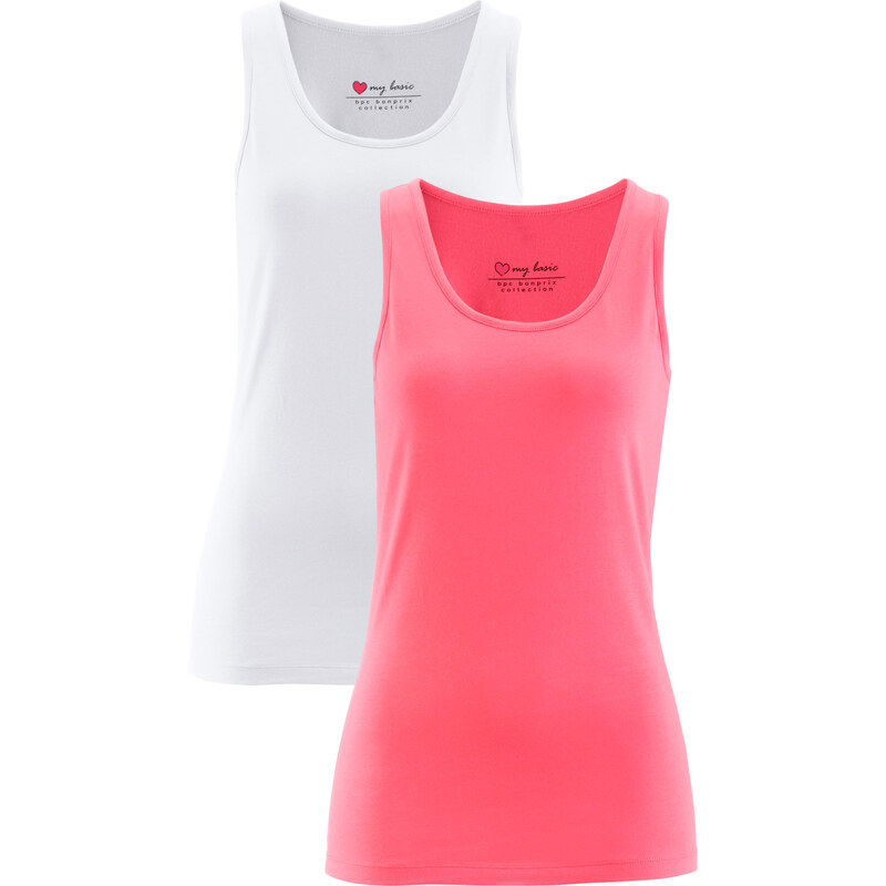 bpc bonprix collection Basic Baumwollshirt Stretch-Jersey ohne Ärmel in pink für Damen von bonprix