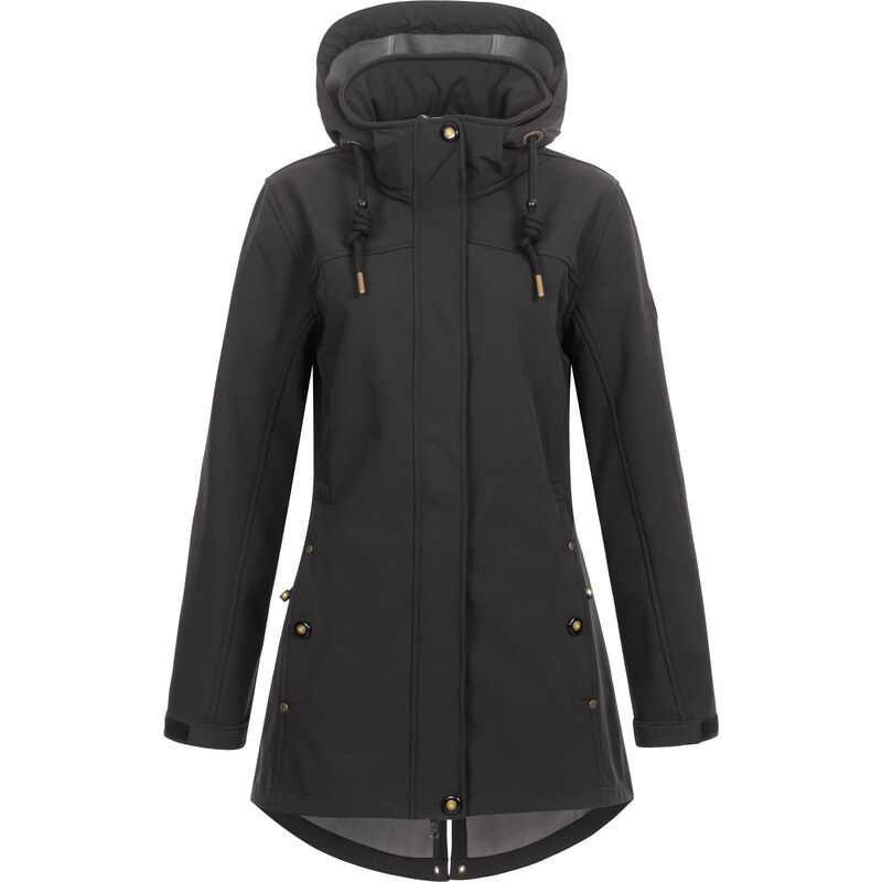 Ankerglut Damen Women's Coat Short Coat With Hood Lined Jacket Transition Jacket #Anker Glutbree Softshelljacke, Schwarz, 50 EU
