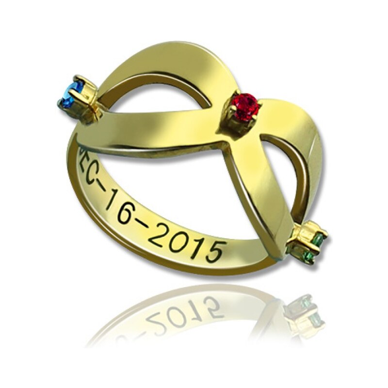 Personalisiertekette.De 18 karätigem Gold überzogen mit Gravur Unendlichkeit Ring Geburtsstein