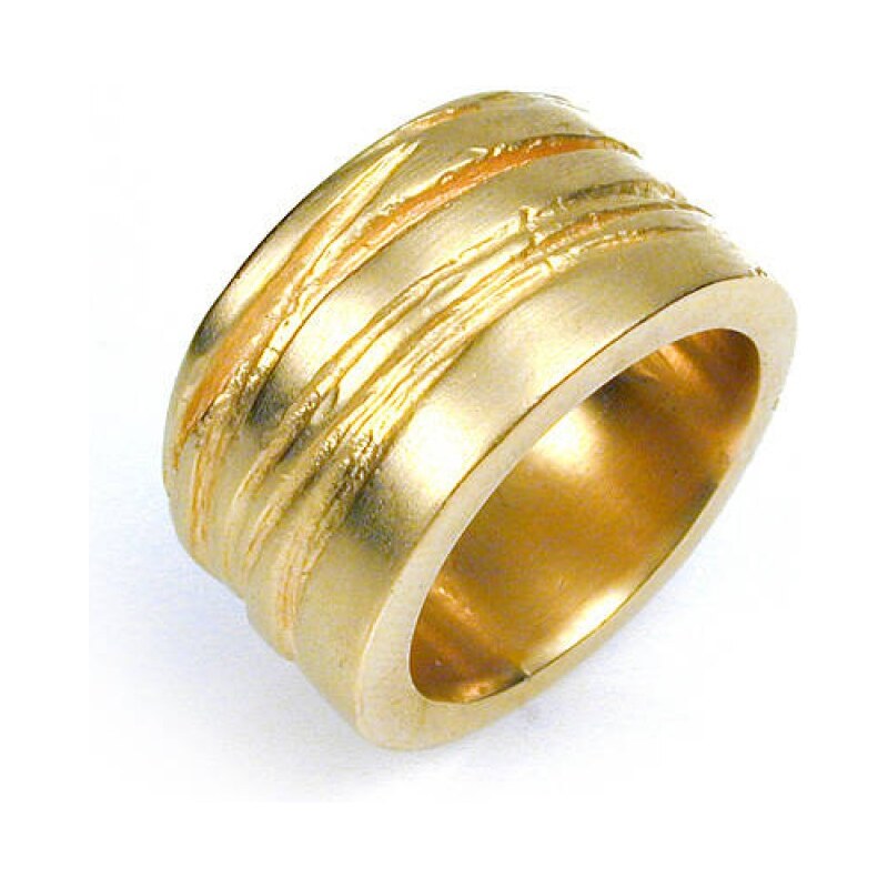 Personalisiertekette.De Breites Silber Textur Bound Ring in 18 Karat Gold überzogen