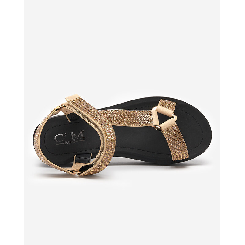 C'M PARIS Damensandale mit goldenem Zirkonia Qroc- Footwear - gold