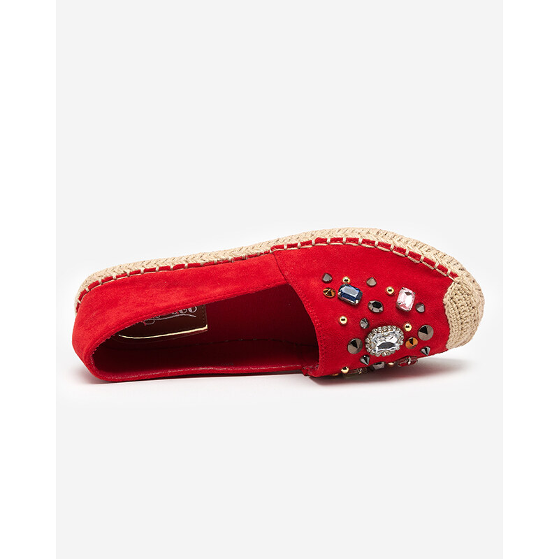Gogo GoGo Rote Damen-Espadrilles aus Öko-Wildleder mit Zirkonia Mediros - Footwear - rot