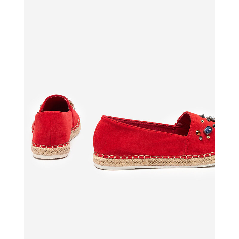 Gogo GoGo Rote Damen-Espadrilles aus Öko-Wildleder mit Zirkonia Mediros - Footwear - rot