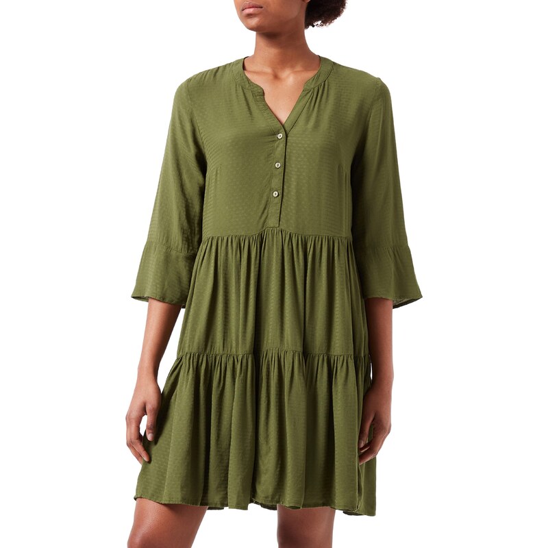 TOM TAILOR Denim Damen Mini Kleid mit Volant 1030682, 22694 - Cypress Olive, XL