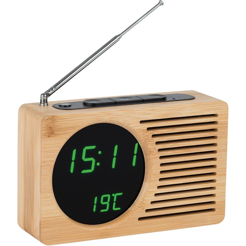 Atlanta Radio-Wecker mit Thermometer / Hygrometer Holzgehäuse 2601