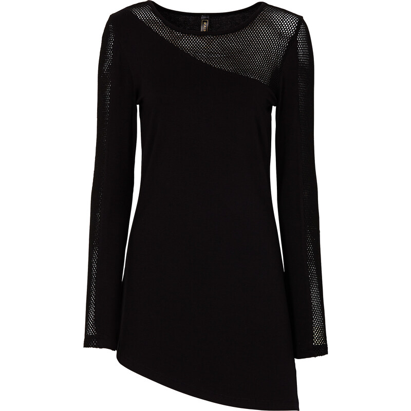 BODYFLIRT boutique Shirt mit Netzeinsatz in schwarz für Damen von bonprix