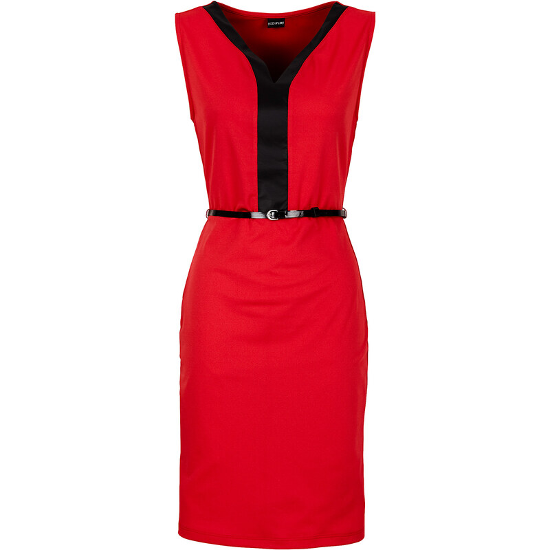 BODYFLIRT Jersey-Kleid mit Gürtel in rot von bonprix