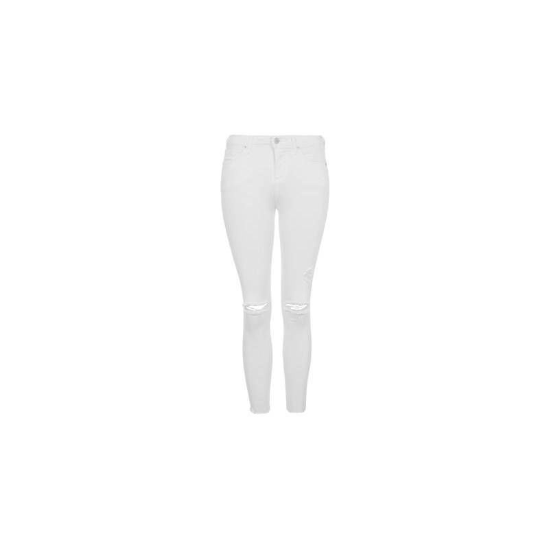 Topshop Weiße MOTO Leigh Jeans im Destroyed-Look Petite-Größe