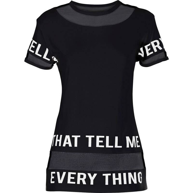 RAINBOW Shirt mit Netz-Einsätzen kurzer Arm in schwarz für Damen von bonprix