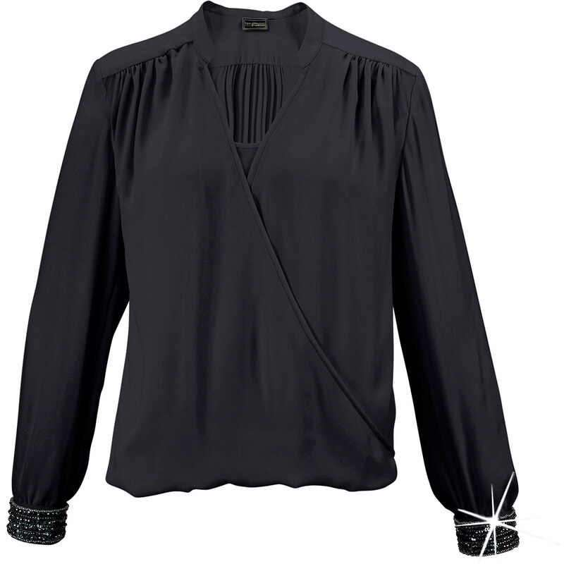 bpc selection premium Premium Bluse mit Strass langarm in schwarz von bonprix