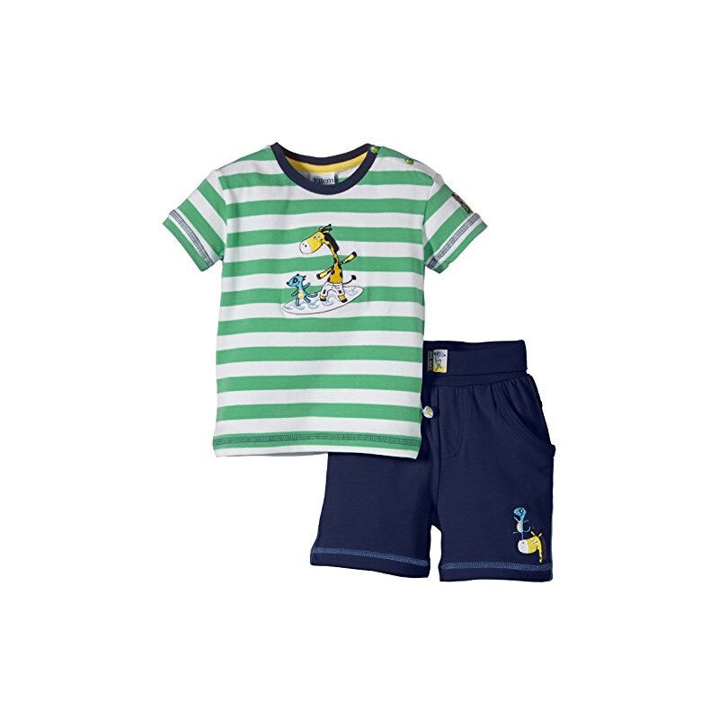 Salt And Pepper Baby - Jungen Bekleidungsset E Nb T-Shirt Safari Stripes, Gestreift, Gr. 68, Mehrfarbig (Fresh Green Ink Blue 631-477)