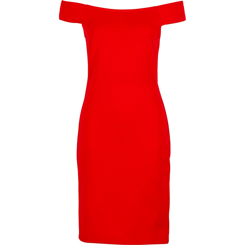 BODYFLIRT Shirtkleid ohne Ärmel in rot (Carmen-Ausschnitt) von bonprix