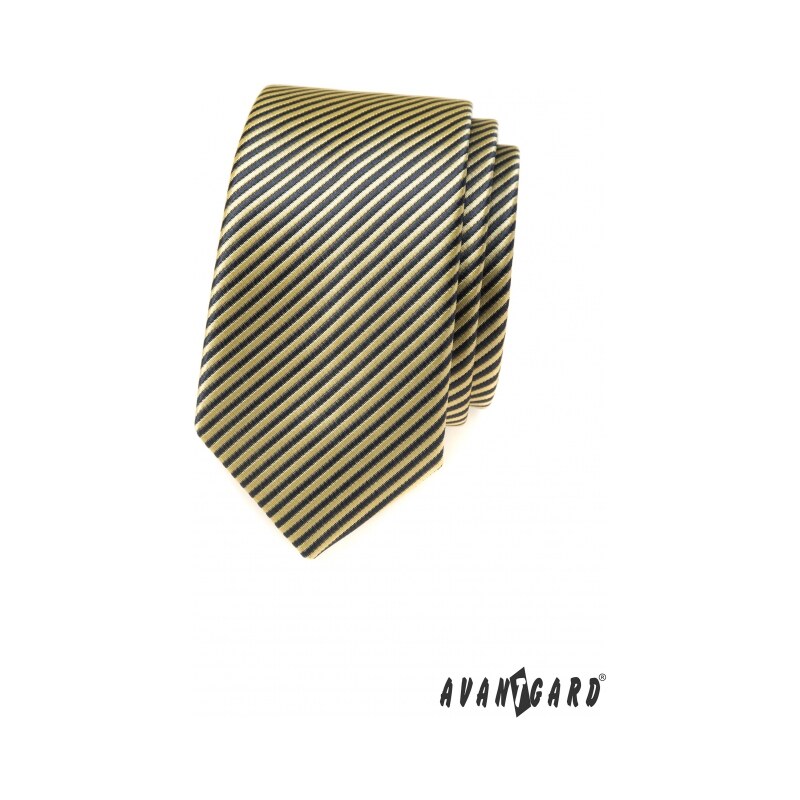 Avantgard Grau-gelb gestreifte schmale Krawatte
