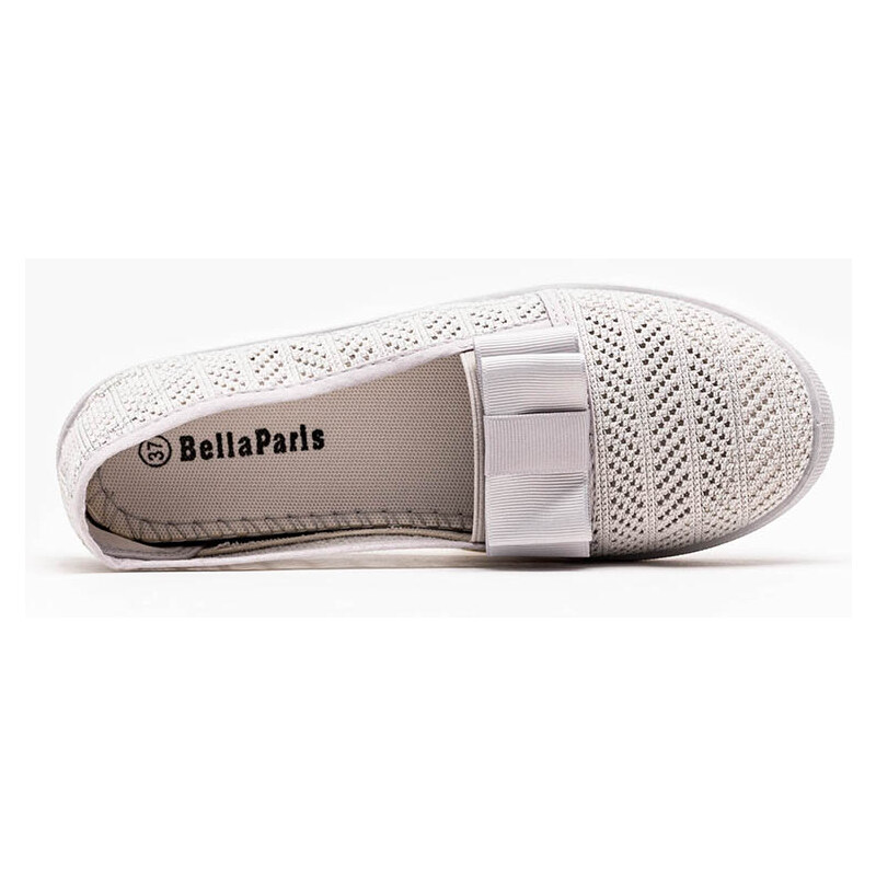 Bella Paris Hellgraue durchbrochene Turnschuhe mit Schleife Nadin - Footwear - pigeon gray || Hellgrau