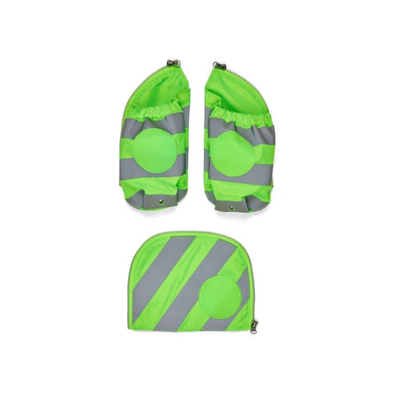 ergobag Fluo Seitentaschen Zip-Set 3tlg. grün Reflektorstreifen