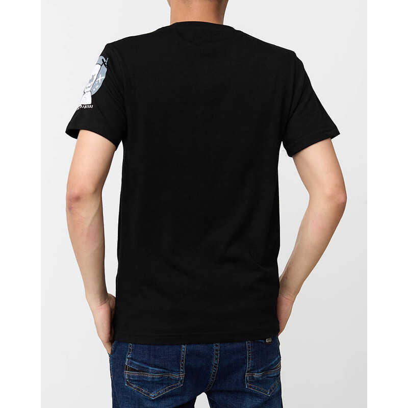 marka niezdefiniowana Schwarzes bedrucktes T-Shirt für Herren - Kleidung - schwarz