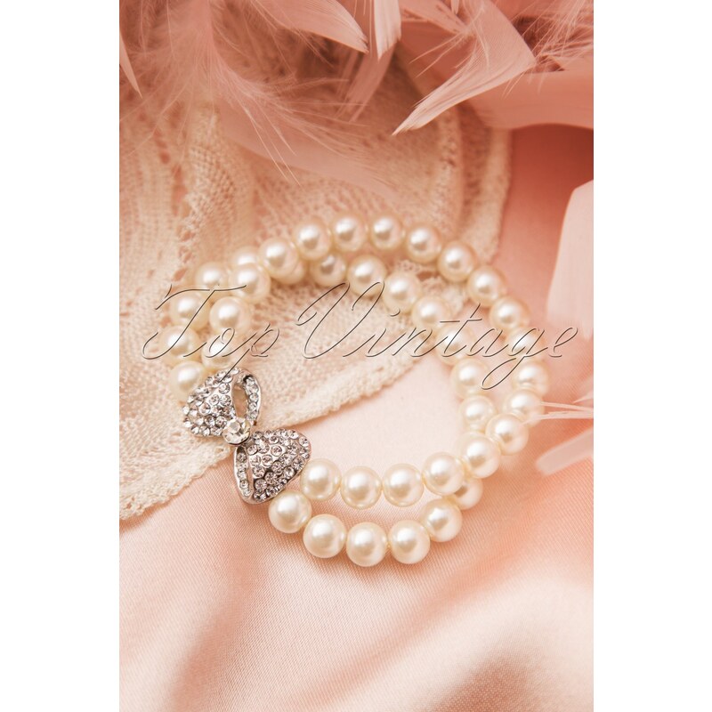 Collectif Clothing 30s Sweet Bow Double Pearl Bracelet