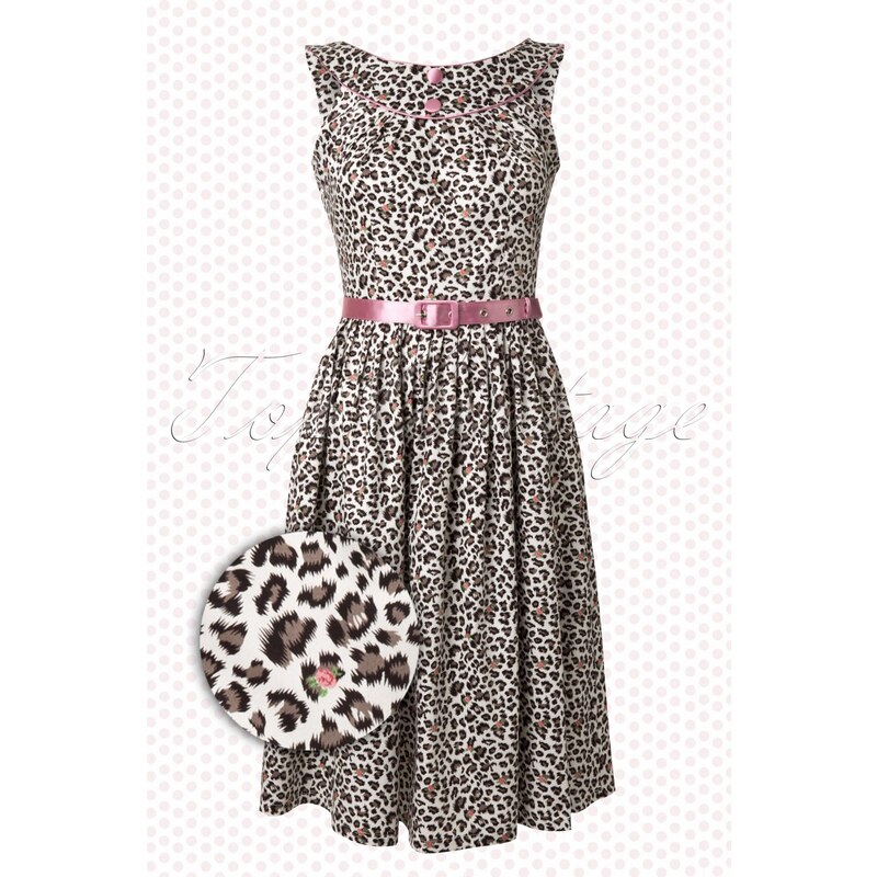 Vixen 50s Leopard Dress White Pink