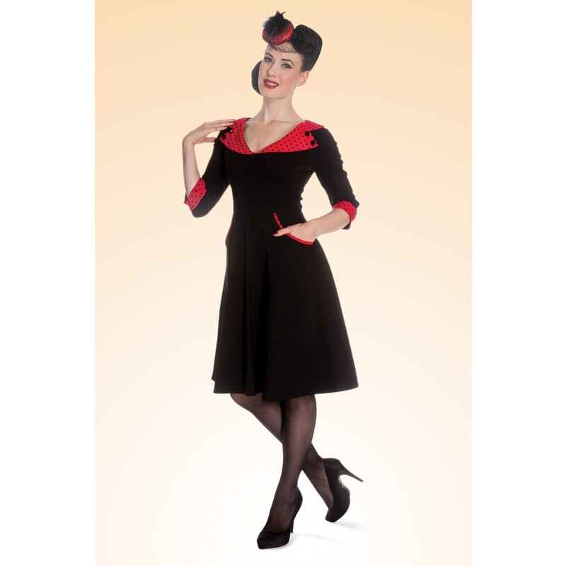Bunny 50s Rona swing dress in black red polka dot