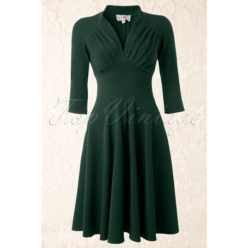 Miss Candyfloss TopVintage exclusive ~ 50s Vedette Forest Green Swing dress