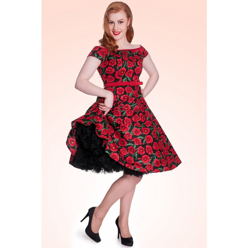 Bunny 50s Cordelia Swing Dress with Red Poppies