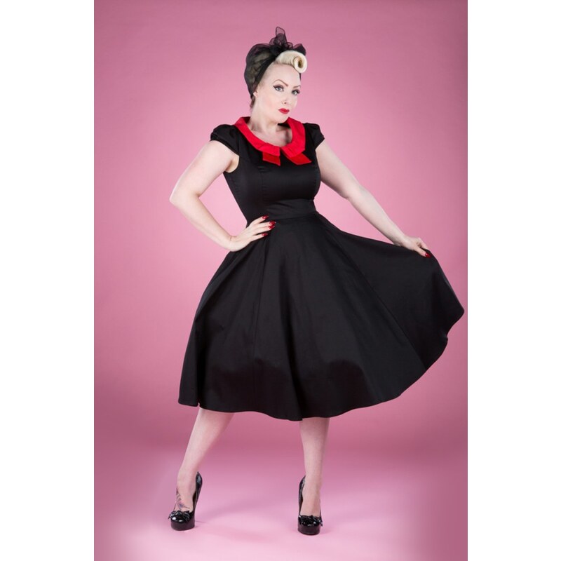Hearts & Roses 50s Black And Red Ginger Swing Dress