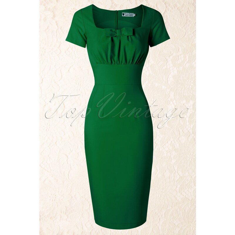 Daisy Dapper TopVintage exclusive ~ 50s Debbie Pencil Dress in Green
