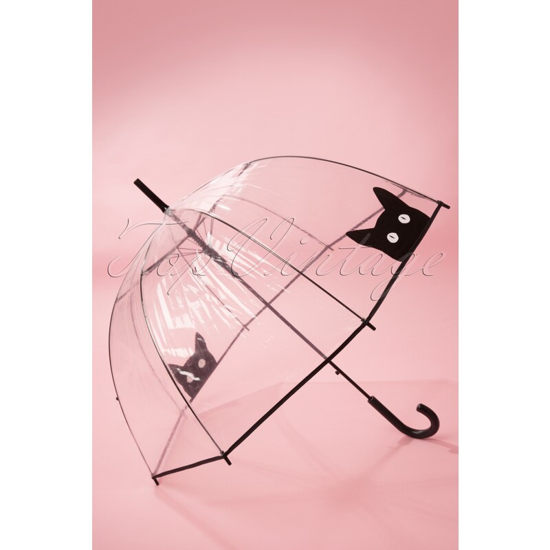So Rainy 50s It's Raining Cats Transparent Dome Umbrella