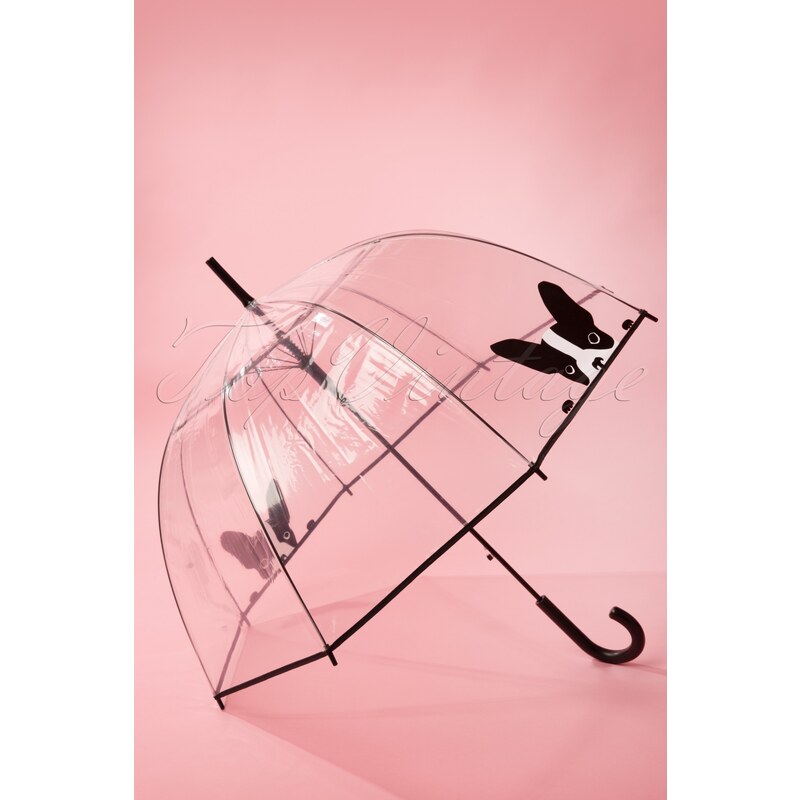 So Rainy 50s It's Raining Dogs Transparent Dome Umbrella