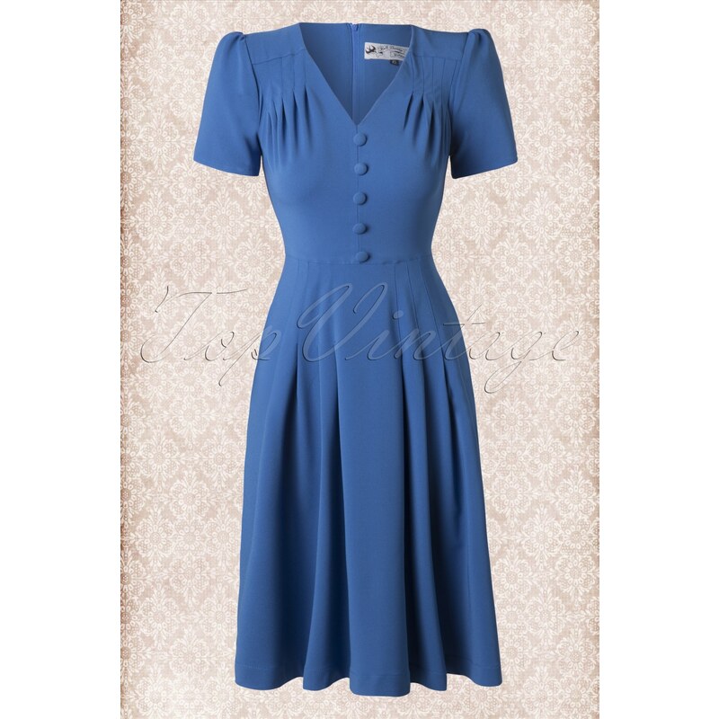 Bunny 40s Moira Dress in Cobalt Blue
