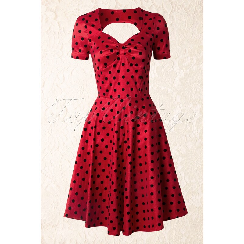 Vixen 50s Eliza Polkadot Swing Dress in Red