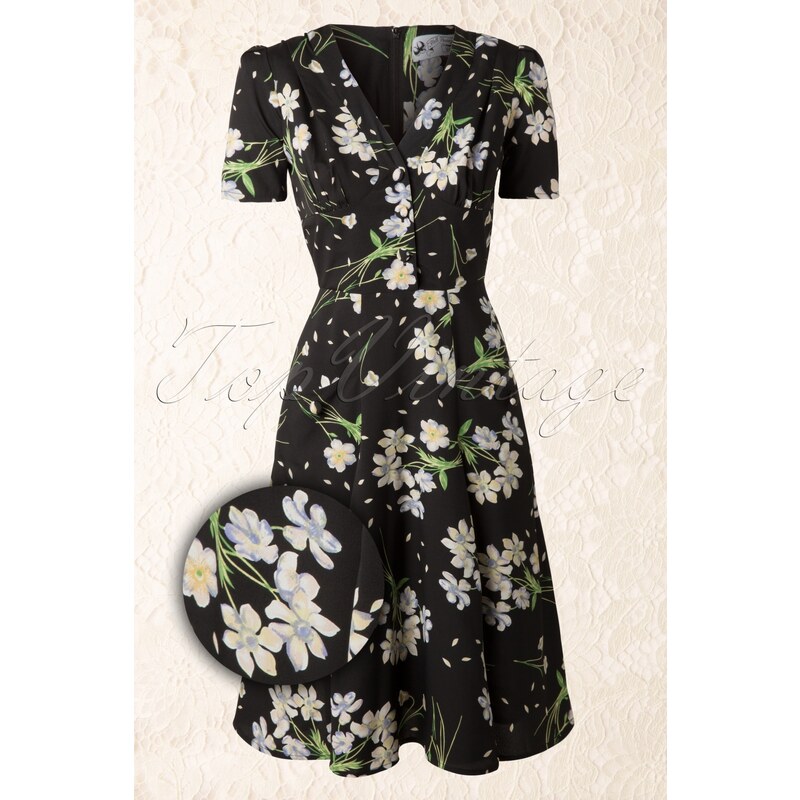 Bunny 40s Fleur Dress in Floral Black