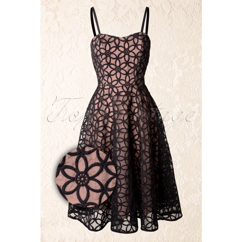 Bunny 50s Bev Floral Lace Dress in Black