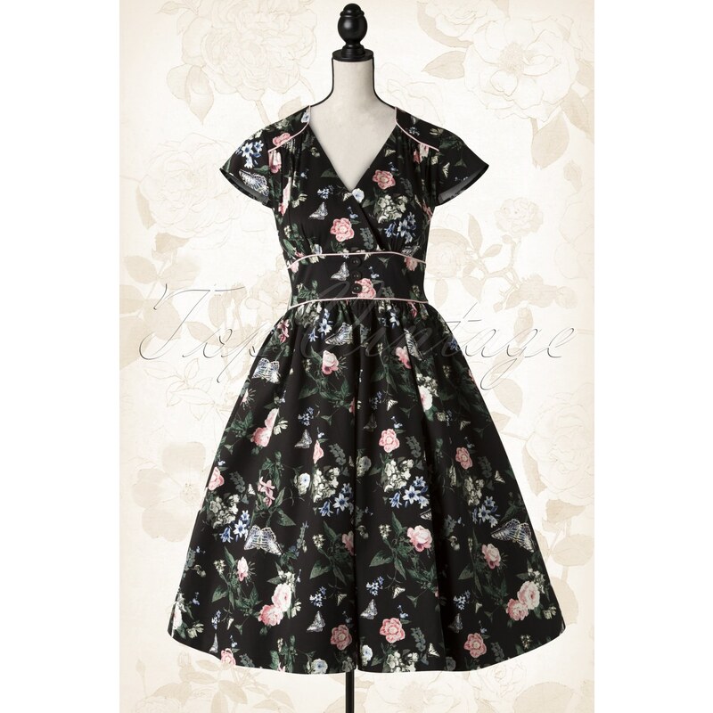 Lindy Bop 50s Polly Flourishing Floral Dress in Black