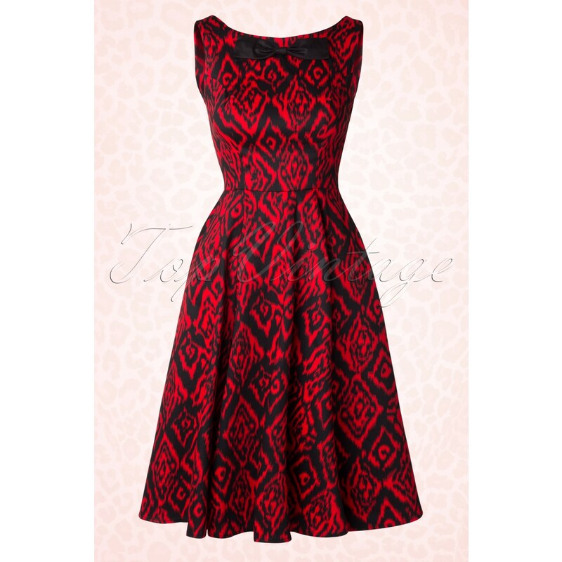 Hearts & Roses 50s Vera Swing Dress in Black and Red