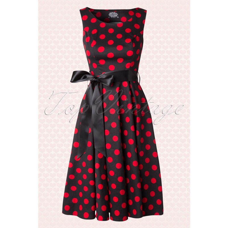 Hearts & Roses 50s Vivian Polkadot Bolero Swing Dress in Black and Red