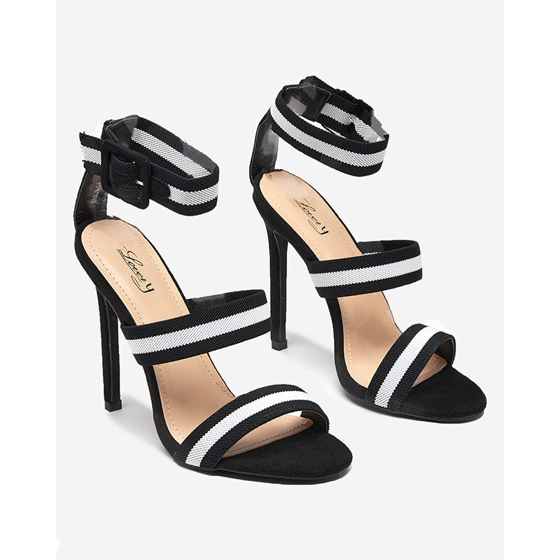 Lovery Schwarze Damensandalen auf einem Miso-Shoes mit hohem Absatz - schwarz