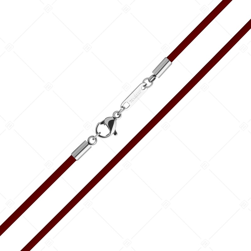 BALCANO - Cordino / Burgunderrot Leder Halskette mit hochglanzpoliertem Edelstahl Hummerkrallenverschluss - 2 mm
