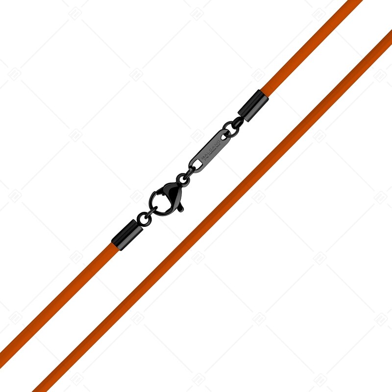 BALCANO - Cordino / Orange Leder Halskette mit schwarzem PVD-beschichtetem Edelstahl Hummerkrallenverschluss - 2 mm