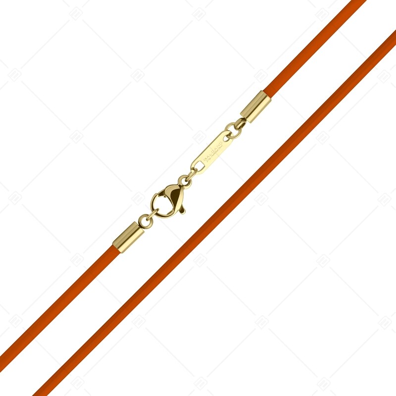 BALCANO - Cordino / Orange Leder Halskette mit 18K vergoldetem Edelstahl Hummerkrallenverschluss - 2 mm